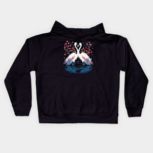 Whooping Crane Couple Valentine Kids Hoodie